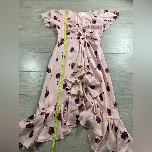 CINQ A SEPT Mateo Floral Ruffle 100% Silk Ruffle Dress in Pearl Blush - Picture 14 of 16